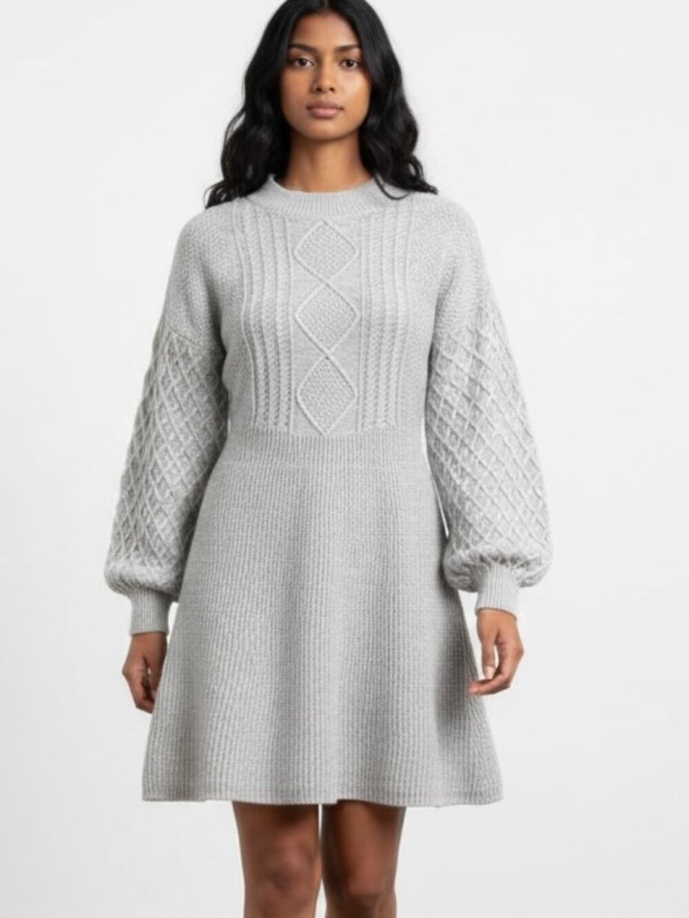 NEW Abercrombie Kids Sweater Dress Girls Size 15 / 16 Lt Gray Cable Knit NWT